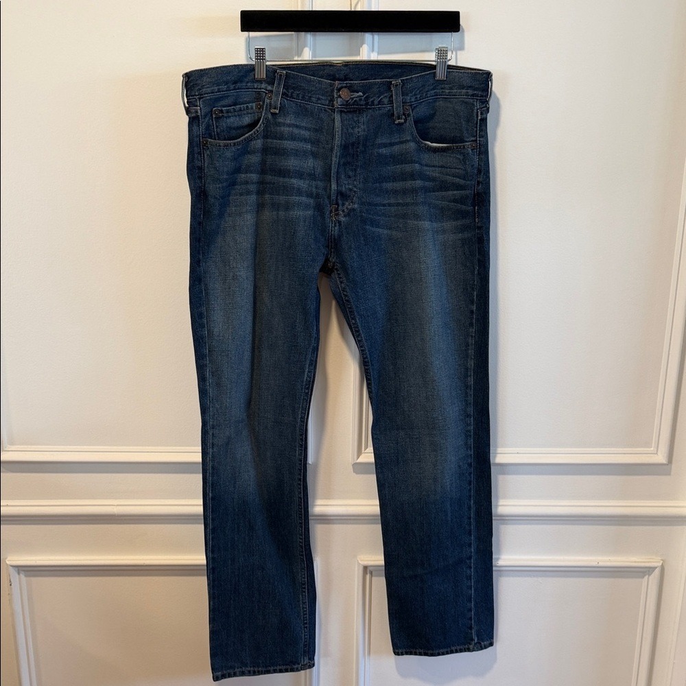 Hollister Classic Straight Jeans Men Size 36x32‎ Button Fly Denim Blue Cotton